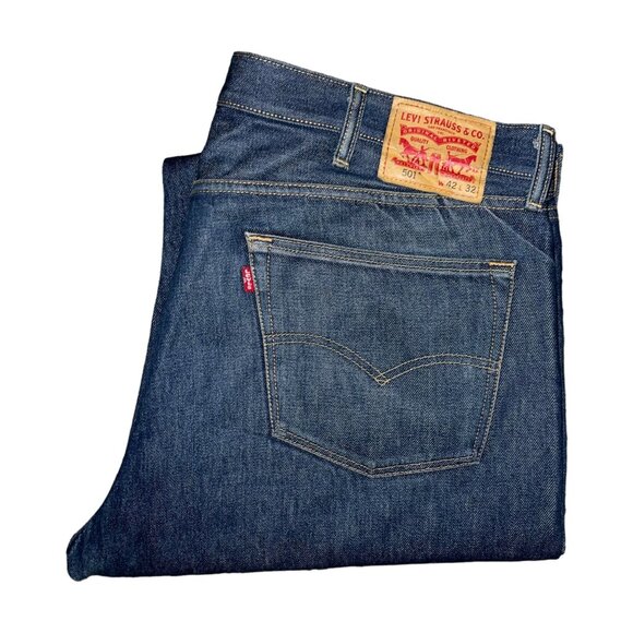 Levi's Other - Levis 501 Button Fly Straight Leg Jeans Mens 42 32 Dark Wash Big and Tall